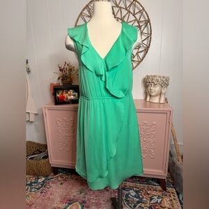 BCBGeneration Green Ruffle Mini‎ Dress